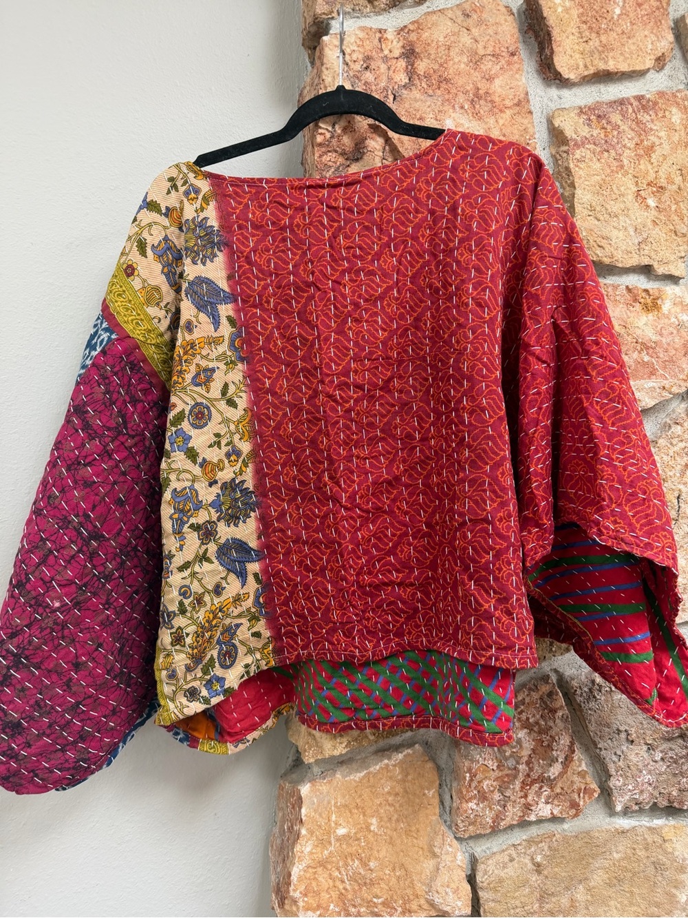 Kantha- Multicolor Patchwork Kantha 4 way Top - Picture 4 of 4